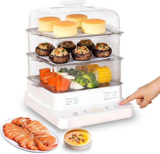23QT Electric Food Steamer,3-Tier Seafood & Vegetable Steam Cooker