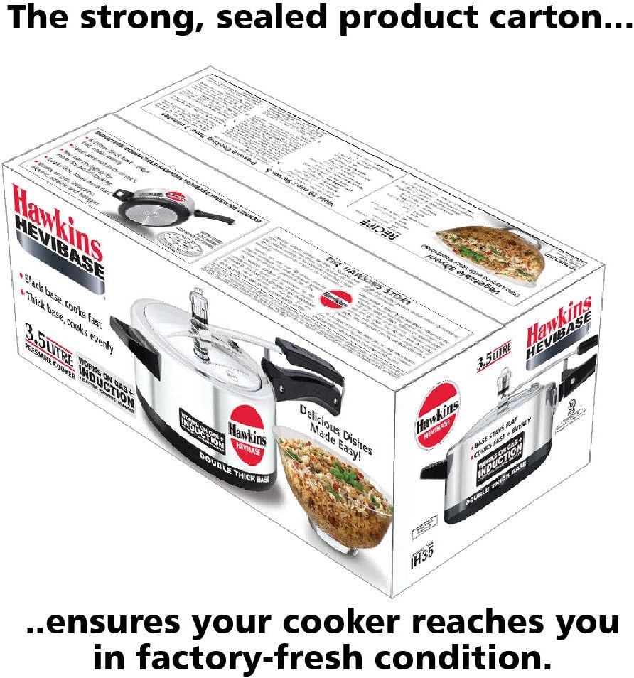 Hawkins Aluminium 3.5 Litre Hevibase Pressure Cooker,Induction Inner Lid Cooker,Silver(Ih35)