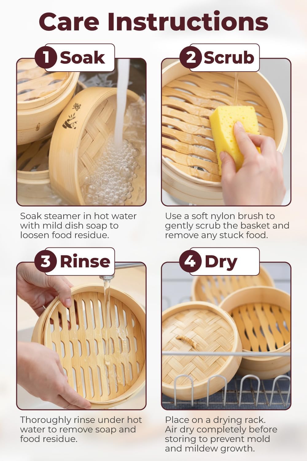 8" Bamboo Steamer Basket - Delicious Home Cooked Meals, Authentic Flavor