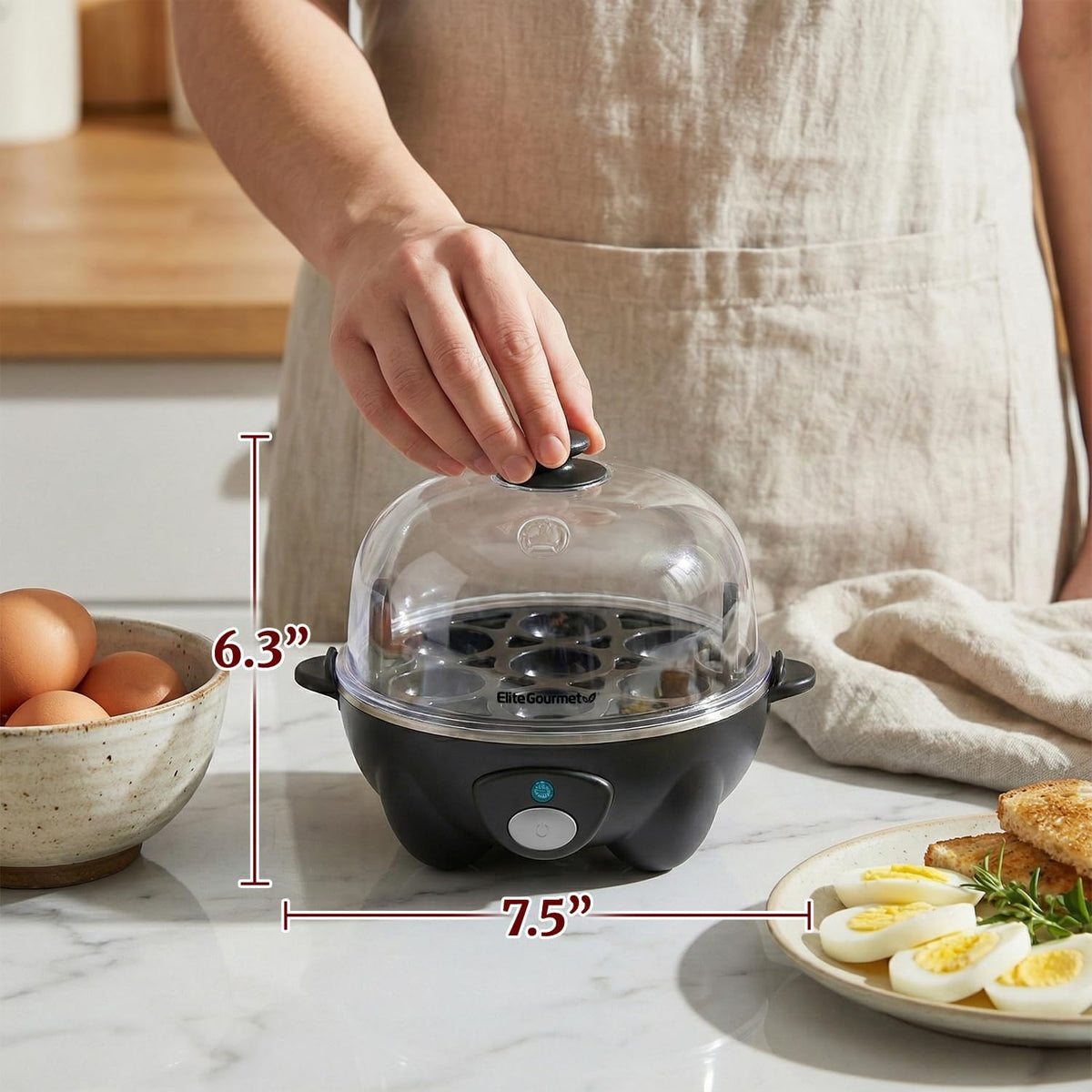 Elite Gourmet 7-Egg Rapid Egg Cooker, Poacher/Omelet Maker, Auto Shut-Off