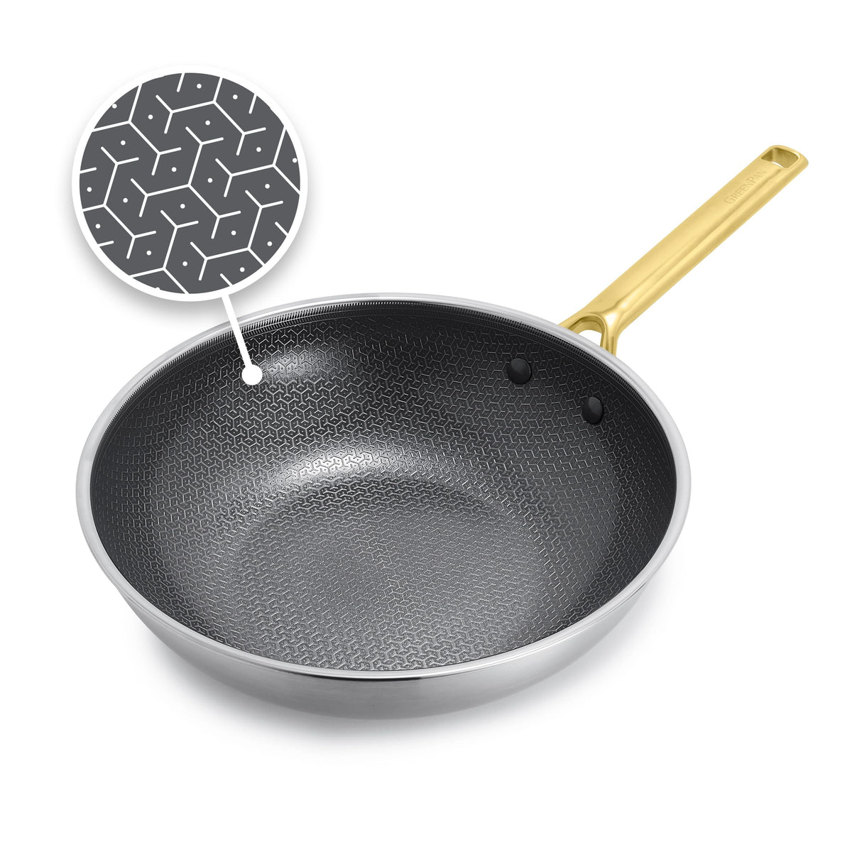 GreenPan Hybrid APEX 11" Tri-Ply Stainless Steel Wok, Ceramic Nonstick Pan