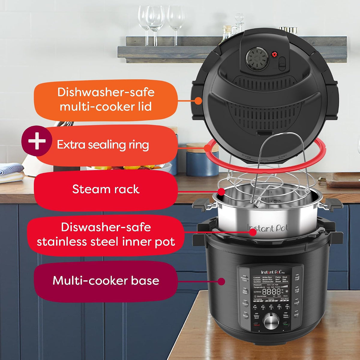 Instant Pot Pro 6 Qt 10-in-1 Electric Pressure Cooker, Black