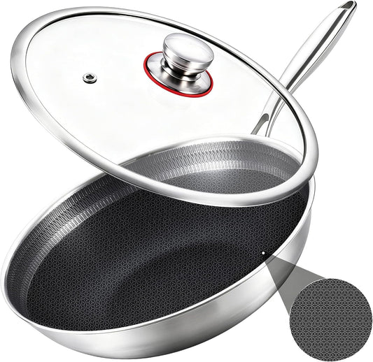 LOLYKITCH 12 Inch Hybrid Nonstick Wok with Lid | Ceramic Coating