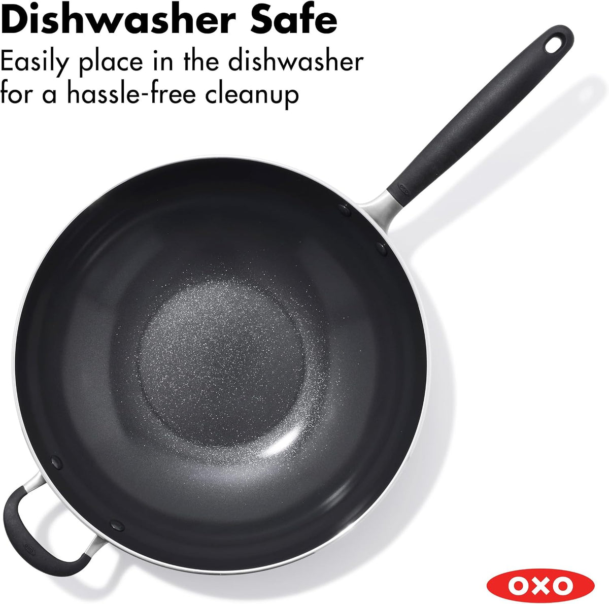 OXO 14” Non-Stick Every Day Wok Pan, BPA-Free Silicone Handle, Stir-Fry Skillet, Dishwasher & Oven Safe, Black