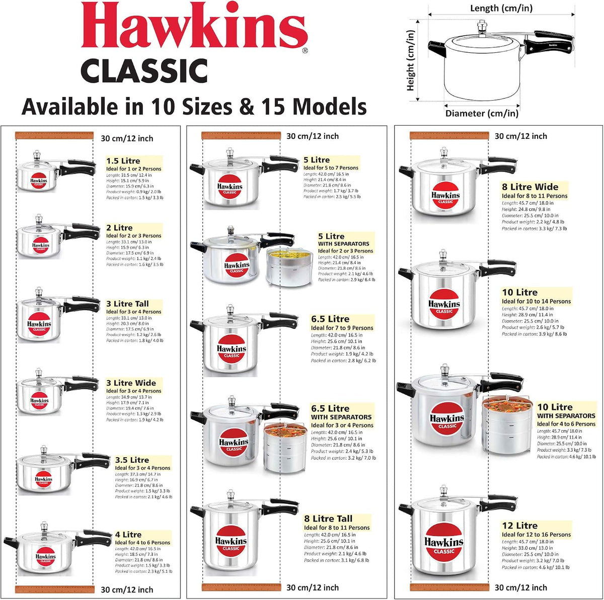 Hawkins 4 Litre Classic Pressure Cooker, Best Inner Lid Cooker, Silver (CL40)