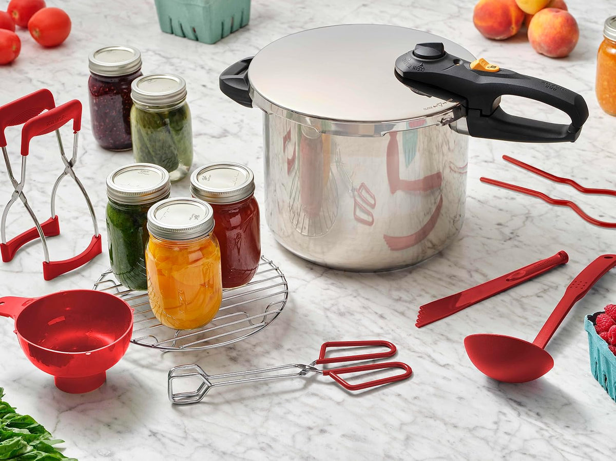 Zavor DUO 8-pc Pressure Canning Set - Pressure Cooker 10 Quart w/Complete Pressure Cooker Canning Kit, including Wide Mouth Canning Funnel, Canning Rack & 5 other Essential Canning Tools