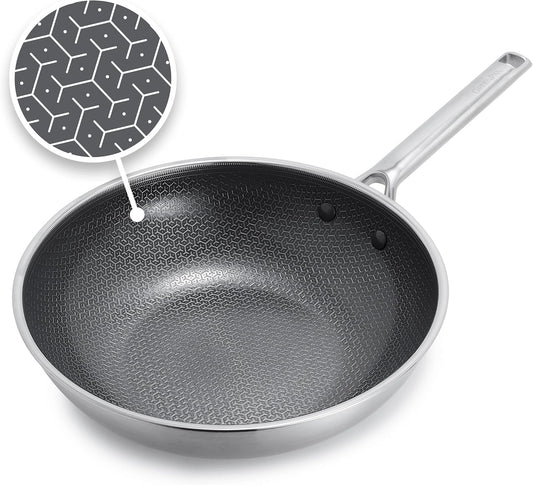 GreenPan Hybrid APEX 11" Tri-Ply Stainless Steel Wok, Ceramic Nonstick Pan