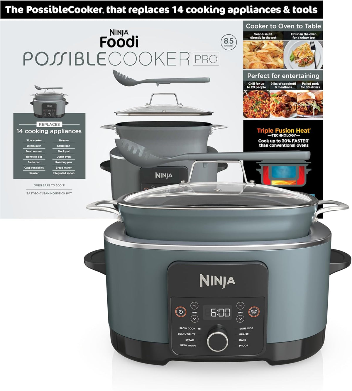 Ninja® PossibleCooker™ PRO 8-in-1, 8.5-qt, Sea Salt Gray, MC1001