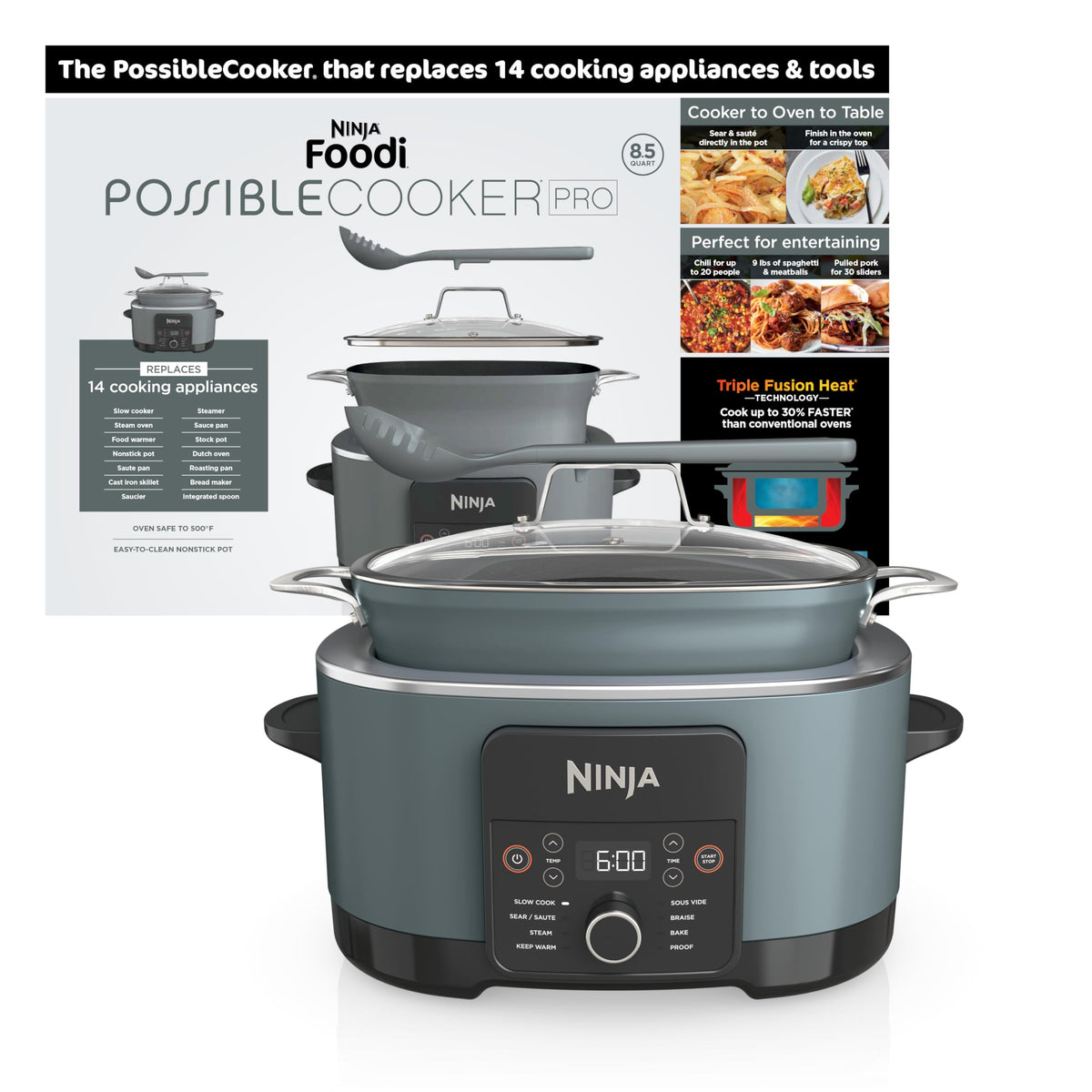 Ninja® PossibleCooker™ PRO 8-in-1, 8.5-qt, Sea Salt Gray, MC1001