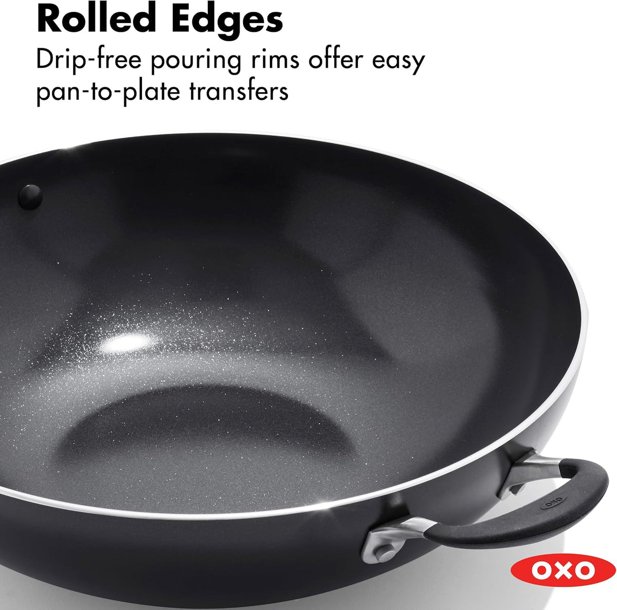 OXO 14” Non-Stick Every Day Wok Pan, BPA-Free Silicone Handle, Stir-Fry Skillet, Dishwasher & Oven Safe, Black