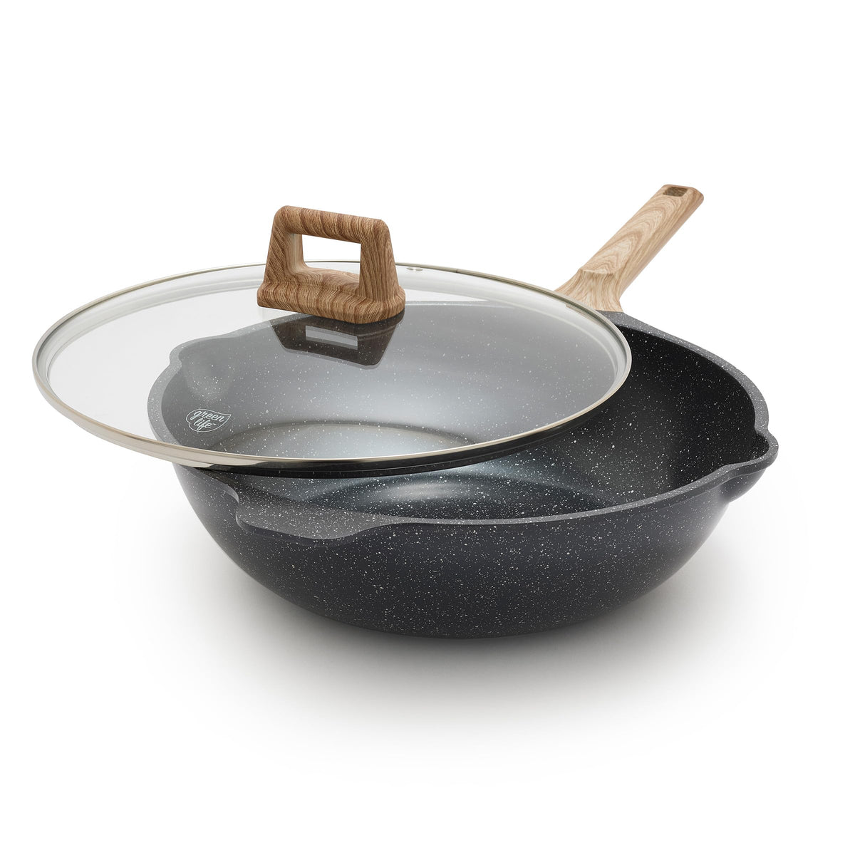 GreenLife Nonstick 12” (5QT) All in One Deep Skillet Wok with Lid, PFAS-Free Non-Toxic Ceramic Multi-Purpose Pan, Induction, All Stovetop, Egg, Stir Fry, Saute, Stay Cool Handle, Sage Green