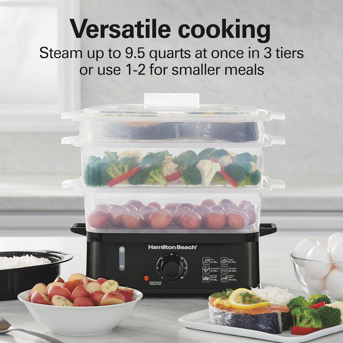 Hamilton Beach Electric Food Steamer, Rice Cooker & Egg Boiler