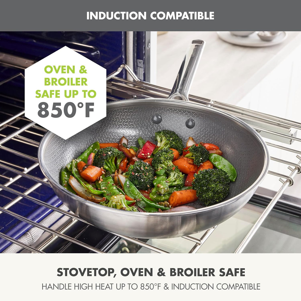 GreenPan Hybrid APEX 11" Tri-Ply Stainless Steel Wok, Ceramic Nonstick Pan